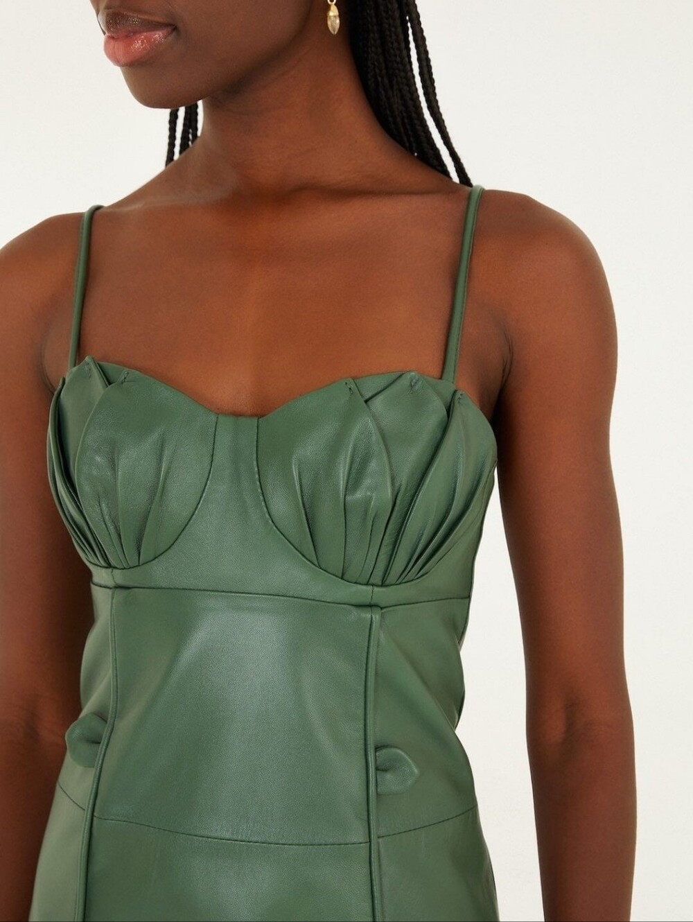 NWT FARM Rio Green 3D Flower Leather Mini Dress Size Large - Picture 2 of 11
